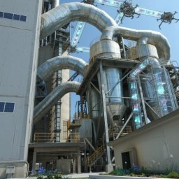 Руководитель стройки цементного завода на берегу в